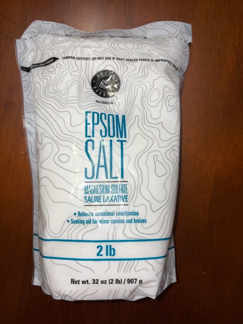 White Mountain Epsom Salt Pouch - White and Teal